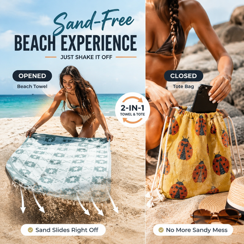 Beach Bag That Turns Into a Towel in Seconds