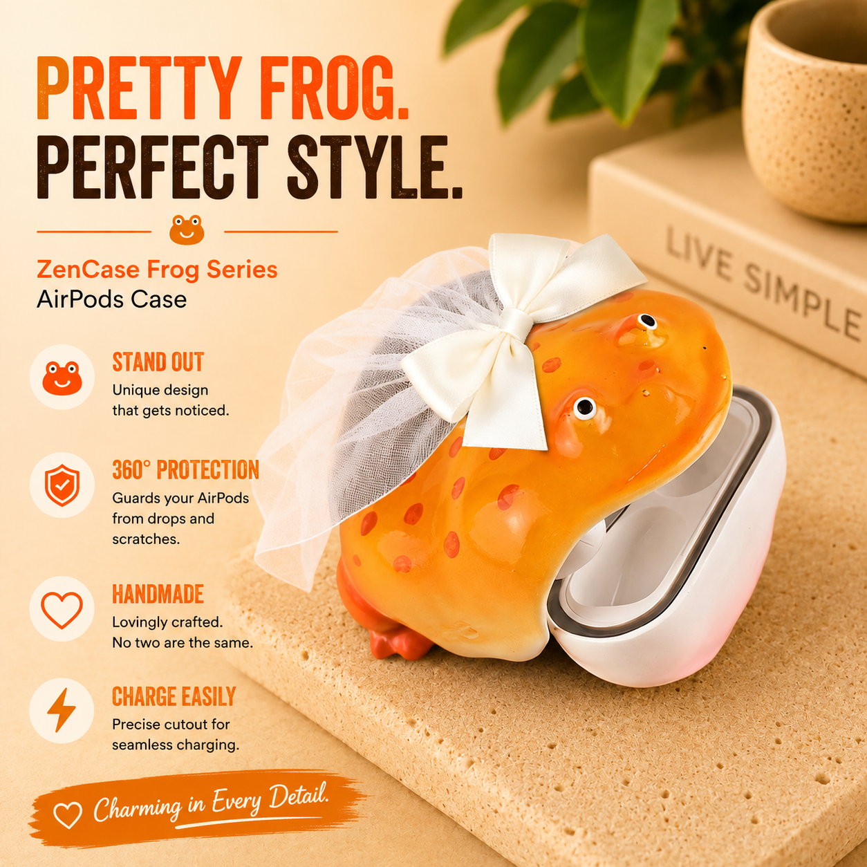 Handmade Cute Bow Frog Case