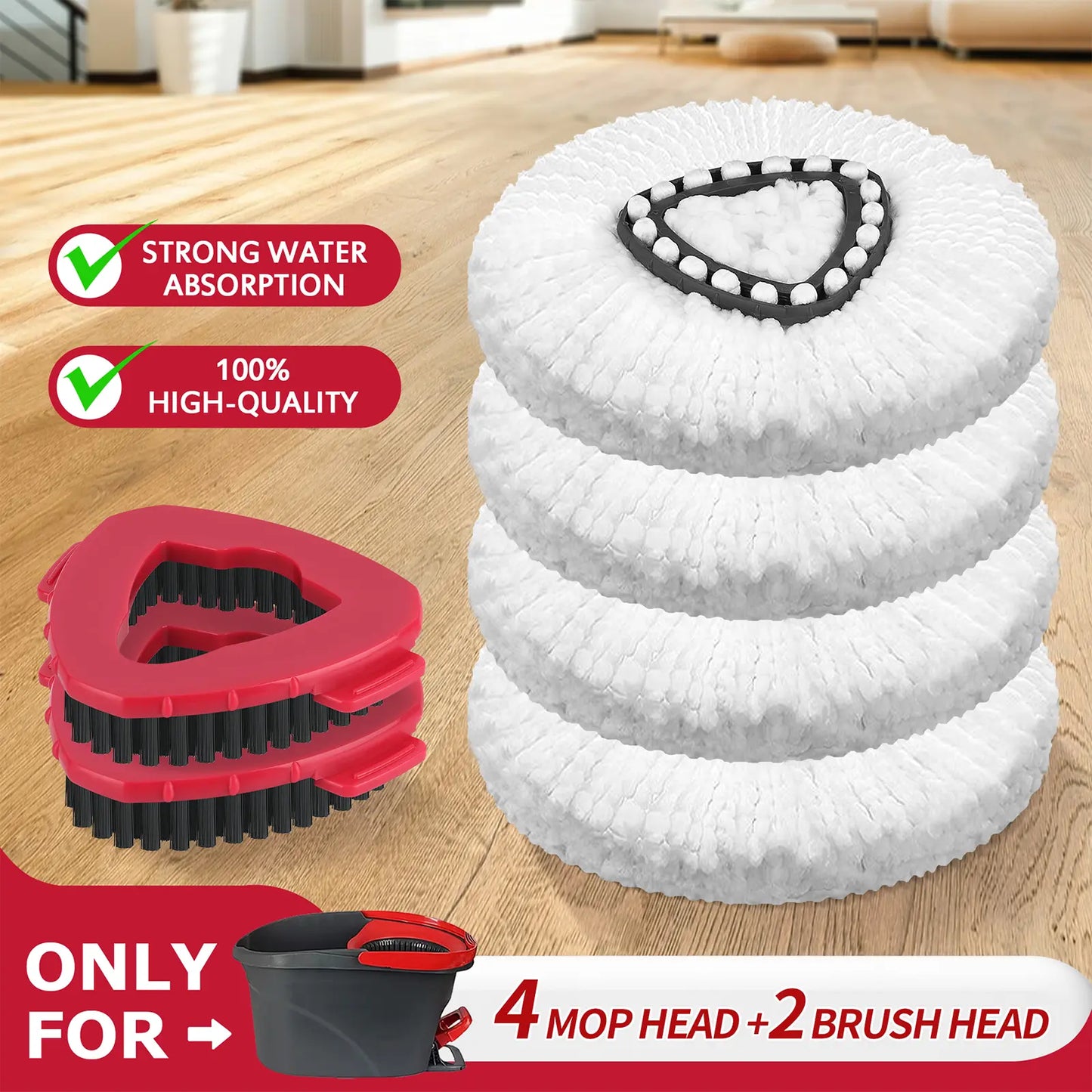 🧹 Microfiber Spin Mop Refills + Scrub Brush Set – Fits O-Cedar EasyWring 1-Tank System