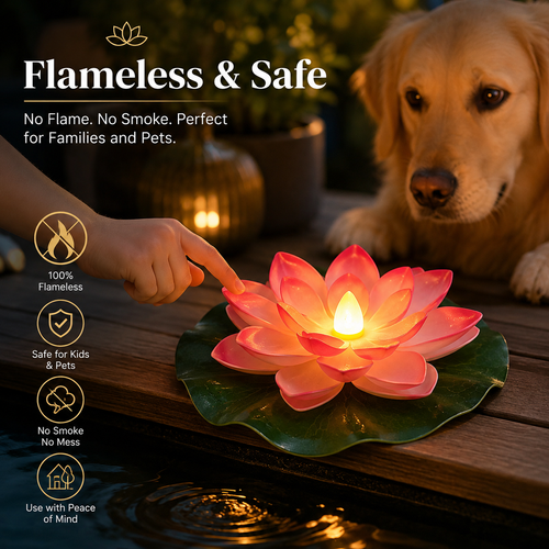 Floating Lotus LED Candle – Flameless Garden & Pool Decor for Spa, Patio, Wedding & Outdoor Ambience