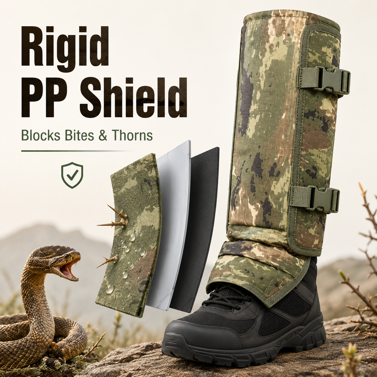 Unisex Adjustable Outdoor Snake-Resistant Leg Gaiters, Abrasion-Resistant Durable Fabric Protective Gear for Hunting, Hiking