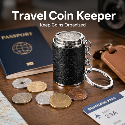 Mini Coin Storage Keychain – Portable Coin Safe for Shopping Carts, Travel & Everyday Carry