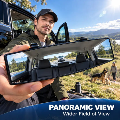 🚗 Wide Angle Rear View Mirror – 12" Anti-Glare Panoramic Clip-On Car Mirror