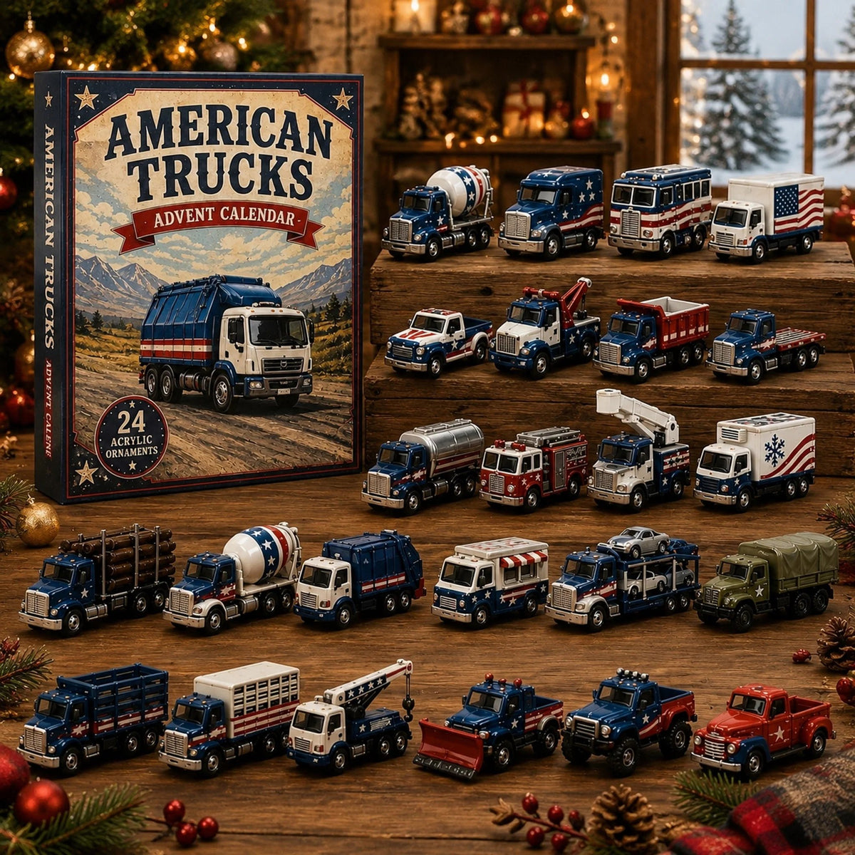 🔥HOT SALE 49% OFF🚚American Trucks Advent Calendar 2026 – 24 Days of Collectible Mini Truck Surprises, Acrylic Charms Blind Box
