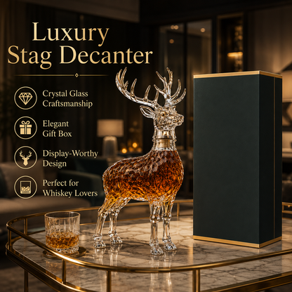 Luxury Stag Whiskey Decanter – Deer-Shaped Crystal Bourbon Bottle Gift