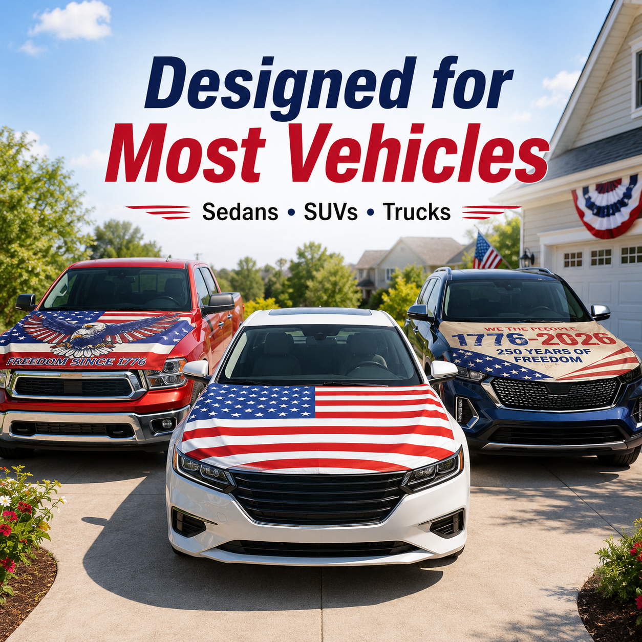 🇺🇸 Texas Flag Car Hood Cover with Dual Triangle Fasteners – Easy-Install Patriotic Decoration for Trucks, SUVs & Cars