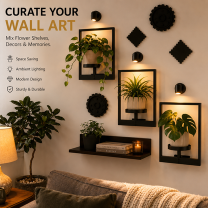 ✨ Modern Wall Plant Shelf With Ambient Light | Space-Saving Home Decor