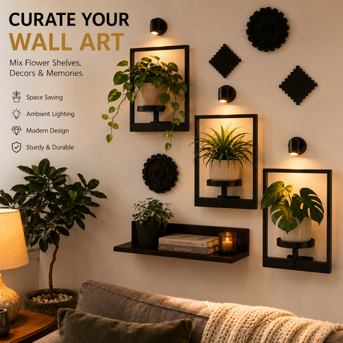 ✨ Modern Wall Plant Shelf With Ambient Light | Space-Saving Home Decor