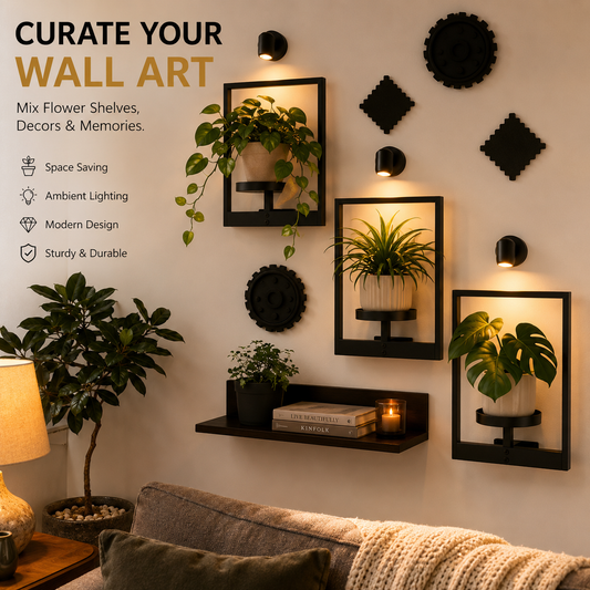 ✨ Modern Wall Plant Shelf With Ambient Light | Space-Saving Home Decor