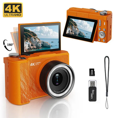4K Flip-Screen Vlogging Camera with Built-In Ring Light – 32GB Bundle