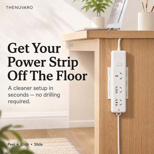 🔌10 Counts   Punch-Free Power Strip Holder – Peel, Stick & Organize