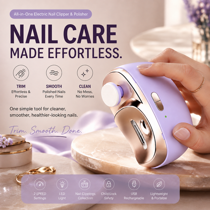 Automatic Electric Nail Clipper & Polisher – Easy Trim, Smooth Finish & Mess-Free Nail Care