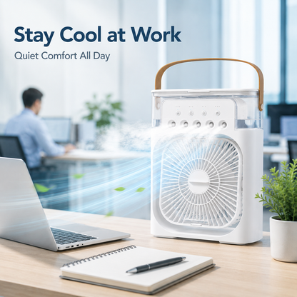 5‑Nozzle Desktop Spray Fan – 3in1 Air Cooler + Humidifier + 7‑Color Night Light, USB Personal Cooling Fan for Office Bedroom Dorm