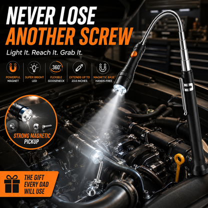 🔧 Never Lose Another Screw Again – Extendable Magnetic Pickup Tool with LED Light 🧲