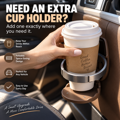 🚗 Universal Foldable Car Cup Holder – Space-Saving Drink & Phone Holder