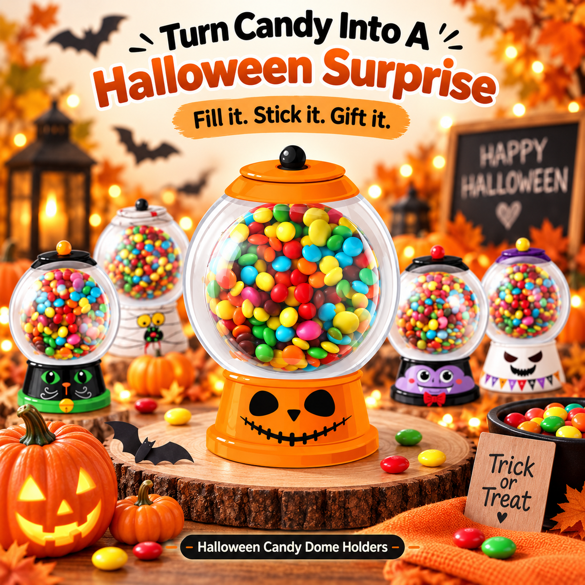 🎃 Halloween Candy Dome Holders – DIY Trick-or-Treat Party Favor Kit, 18/36PCS