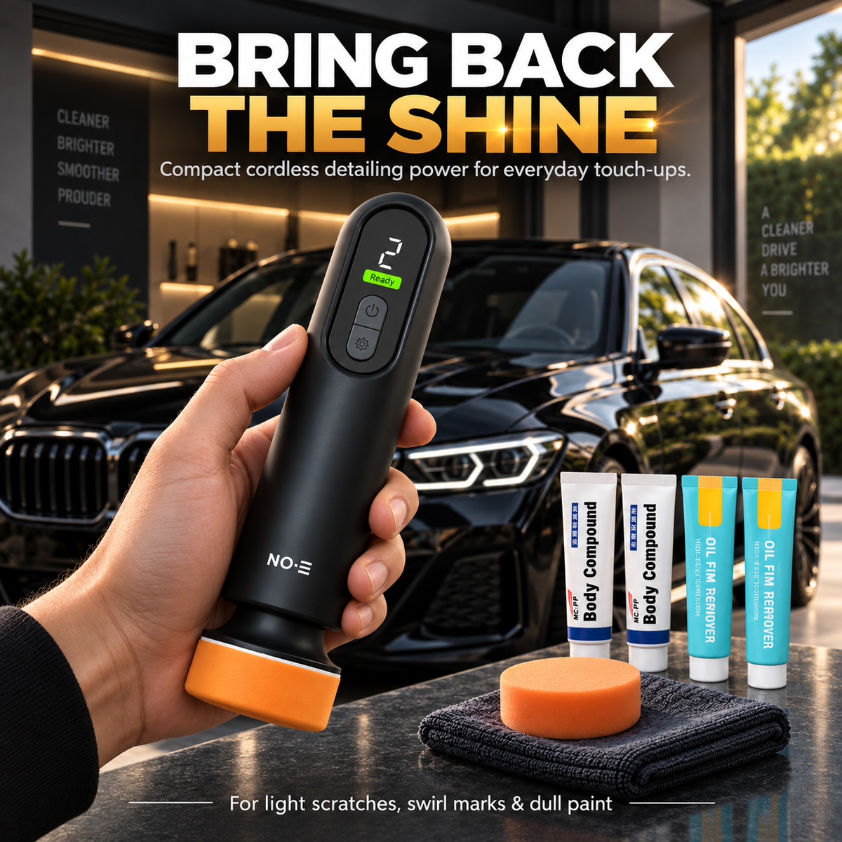 Cordless Car Polisher – 3-Speed Scratch & Shine Repair Tool