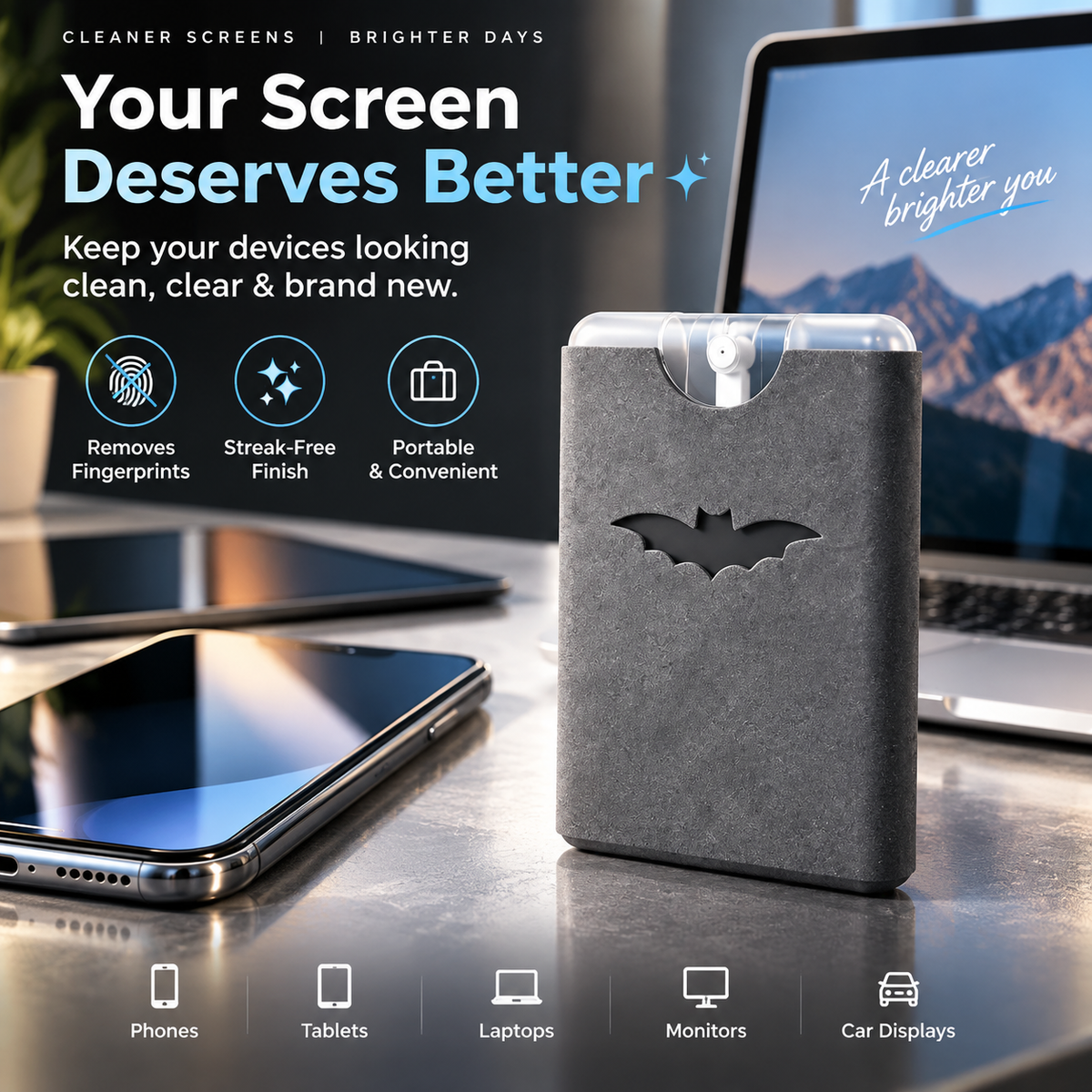 ✨ 50% OFF Portable Screen Cleaner Spray – Pocket-Sized 2-in-1 Phone & Laptop Screen Cleaner
