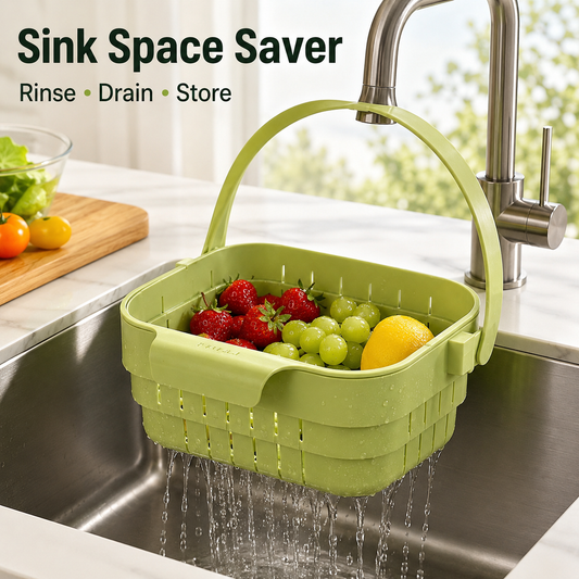 🥬 Foldable Over-Sink Drain Basket | Space-Saving Kitchen Strainer