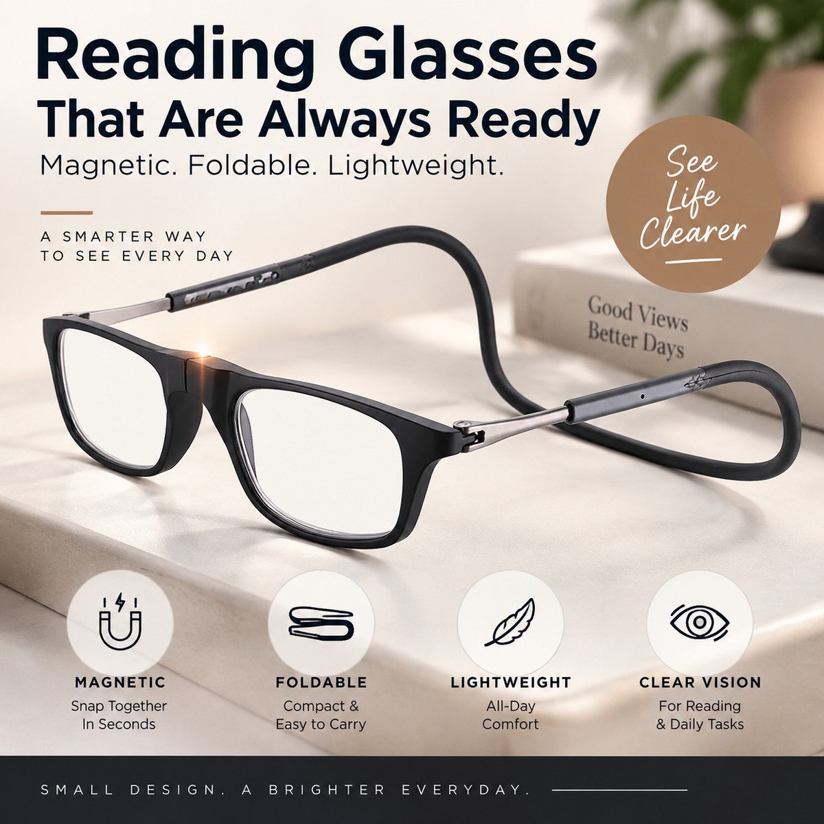 👓 Magnetic Folding Reading Glasses – Lightweight Pocket-Size Readers That Are Always Ready  中文：