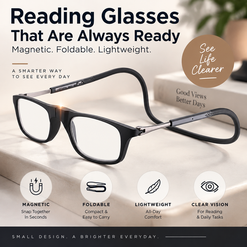 👓 Magnetic Folding Reading Glasses – Lightweight Pocket-Size Readers That Are Always Ready  中文：