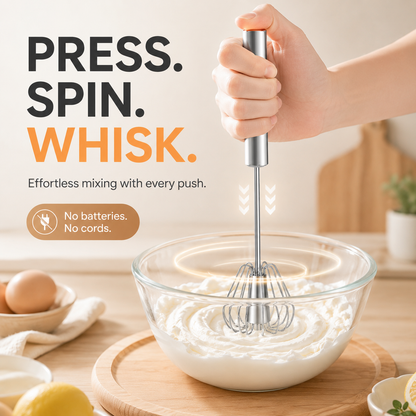 🥚 2-Pack Hand-Push Rotary Whisk – Press, Spin & Mix with Ease