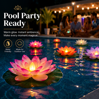 Floating Lotus LED Candle – Flameless Garden & Pool Decor for Spa, Patio, Wedding & Outdoor Ambience