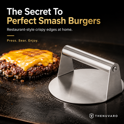 🍔 (2-Pack)-Stainless Steel Smash Burger Press – Make Restaurant-Style Crispy Burgers at Home
