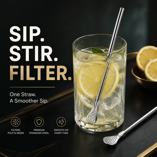 🥤 2-in-1 Stainless Steel Filter Straw – Sip, Stir & Filter With Ease