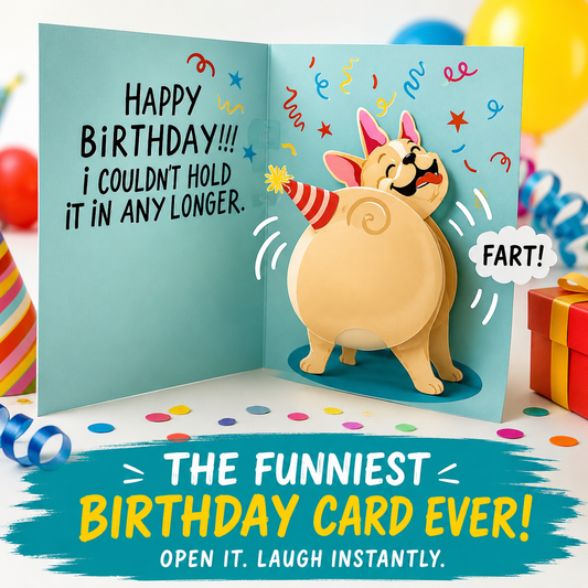 ⏰️Last Day 55% OFF  🎉 Funny Farting Dog Pop-Up Birthday Card 😂 | Sound & Motion Greeting Card