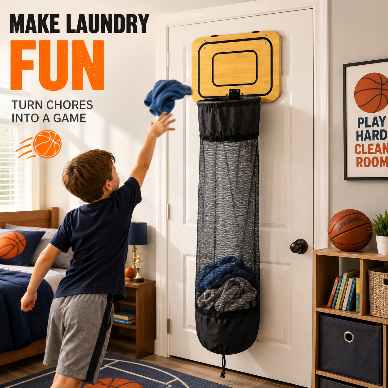 🏀Wooden Basketball Hamper – Stop Nagging, Start Playing