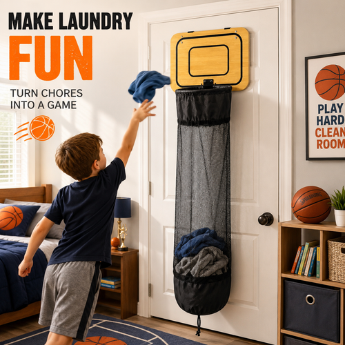 🏀Wooden Basketball Hamper – Stop Nagging, Start Playing