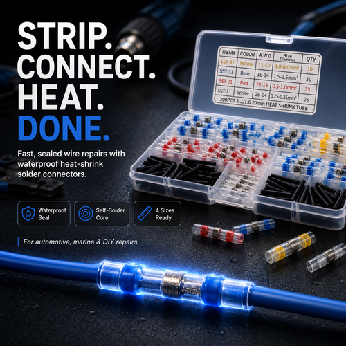 🔥 Waterproof Solder Seal Wire Connector Kit – Heat Shrink Self-Soldering Wire Repair Connectors