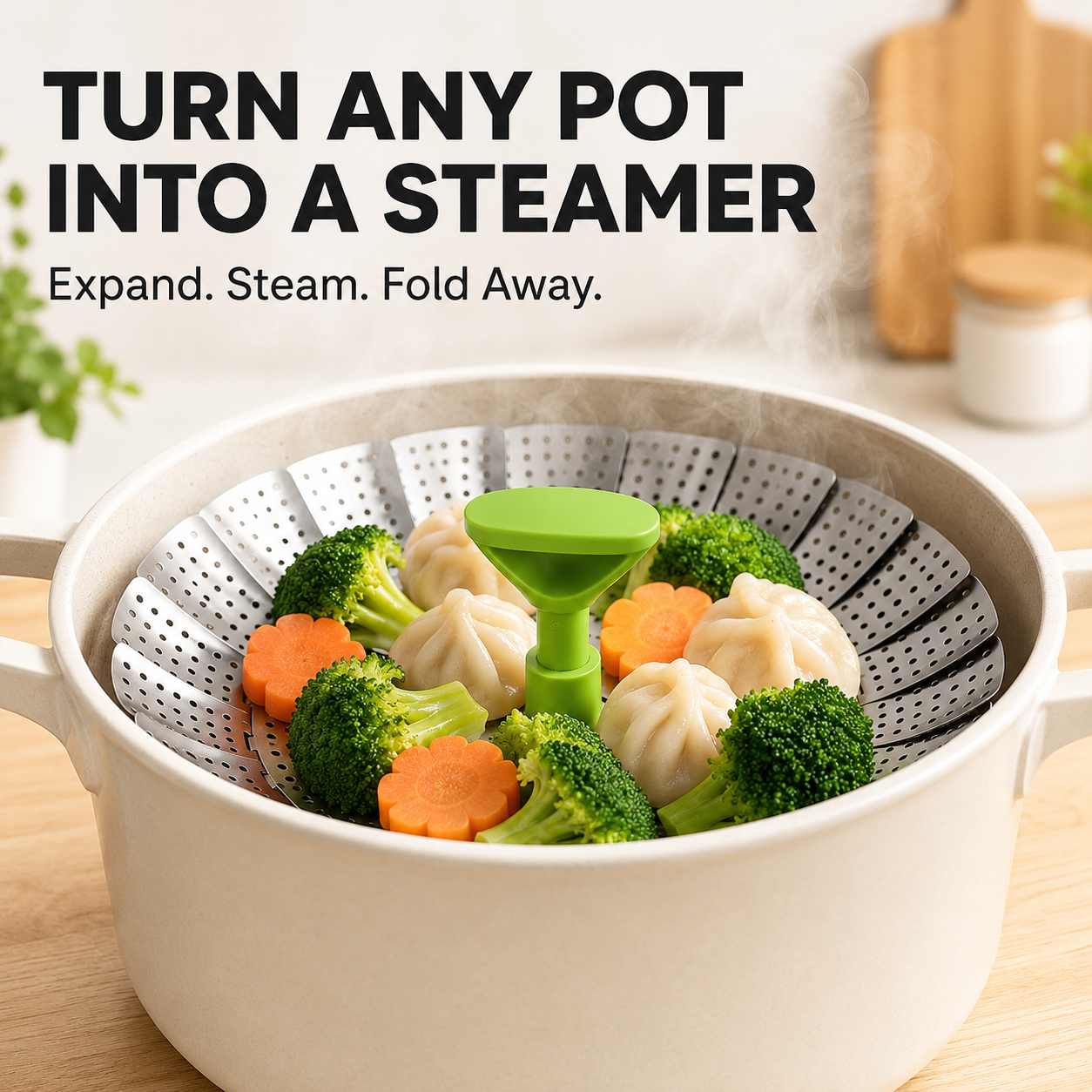 🥦 Expandable Steamer Basket – Turn Any Pot Into a Steamer