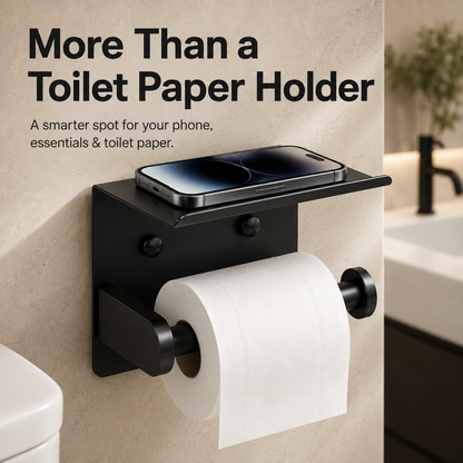 🧻 2pack -2-in-1 Toilet Paper Holder with Shelf – Space-Saving Bathroom Organizer