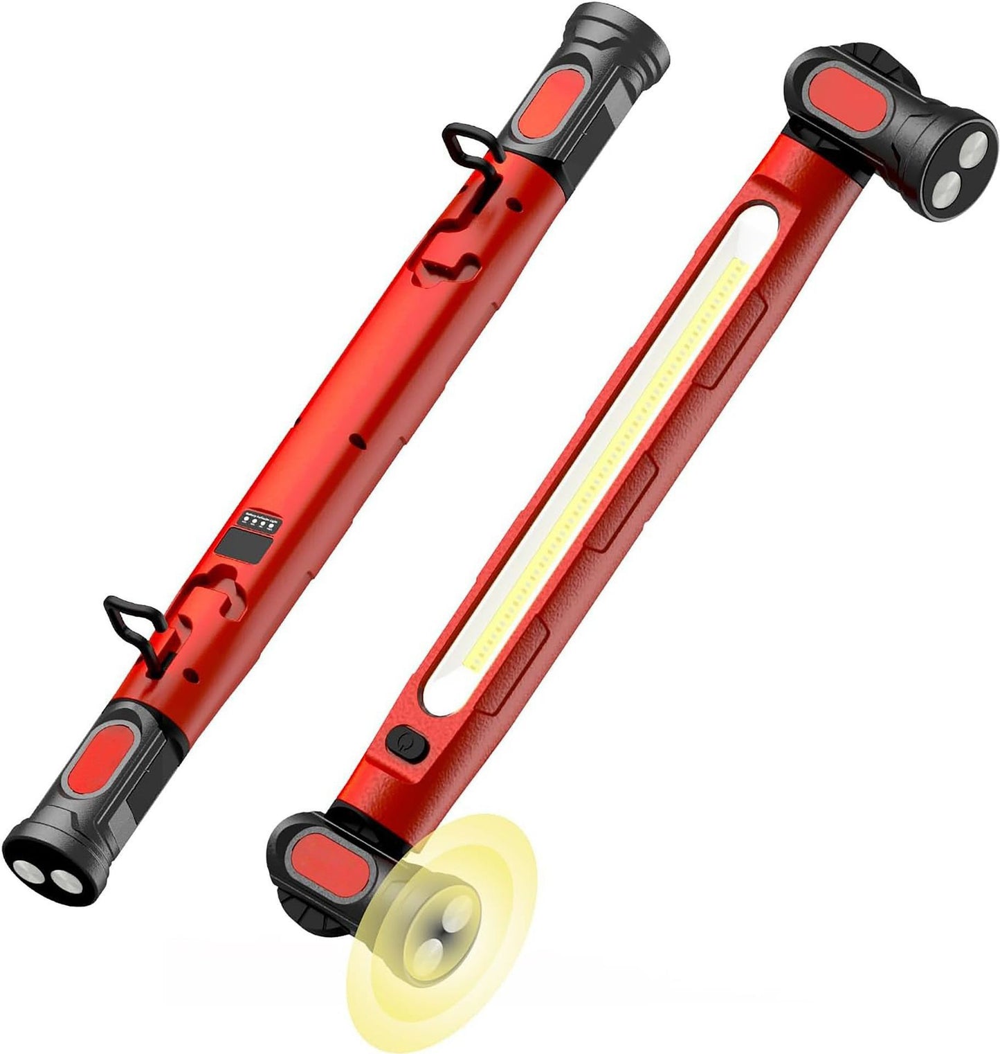🔋New 15W COB Rechargeable Work Light, 360° Rotatable Magnetic LED Inspection Lamp with Hook & Power Bank, Super Bright Portable Floodlight for Car Repair, Camping, Home Emergency (USB Charging)