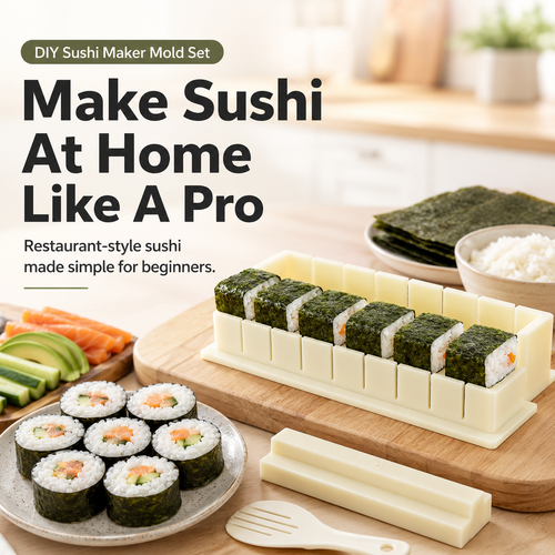 🍣 DIY Sushi Maker Mold Set – Easy Homemade Sushi Roll Tool For Beginners & Family Sushi Nights