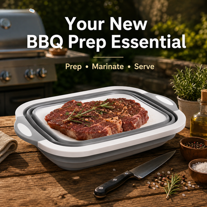 🔥 Foldable BBQ Prep Tub – The Space-Saving Cooking Helper for Grilling, Marinating & Outdoor Adventures
