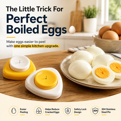 🥚 2PCS Egg Piercer for Perfect Boiled Eggs – Easy Peel Egg Tool with Safety Lock & 304 Stainless Steel Pin