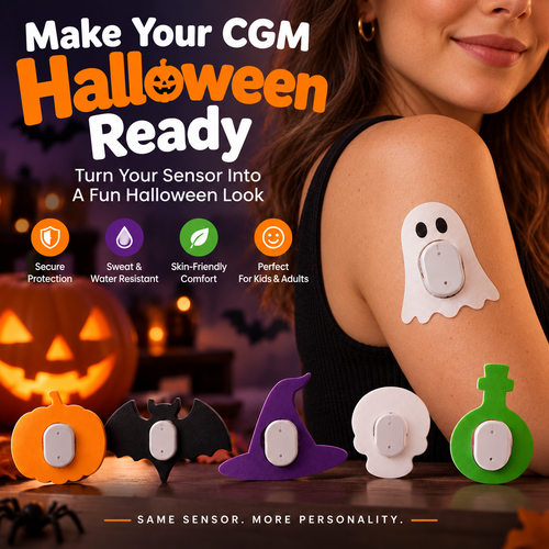 🎃 32PCS Halloween CGM Sensor Covers – Cute Decorative Overpatches for Dexcom & Libre