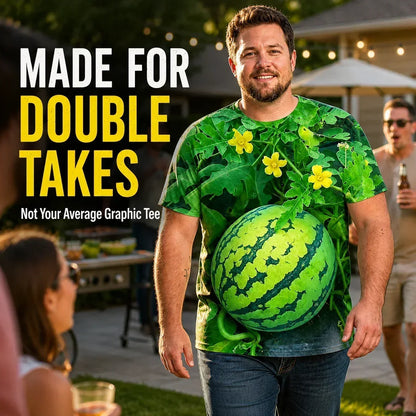 🍉 Funny 3D Watermelon T-Shirt for Men – 100% Cotton Summer Novelty Tee S–6XL