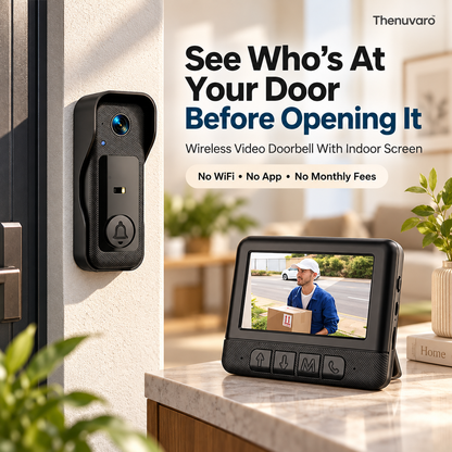 🚪 Wireless Video Doorbell Camera With Indoor Screen – See Who’s At Your Door Before Opening It