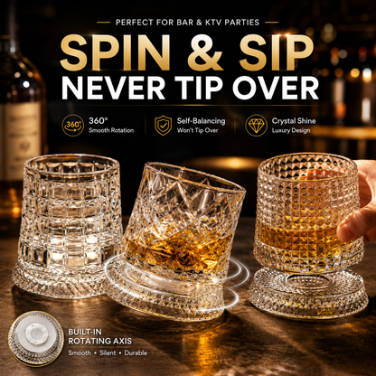 360° Rotating Crystal Glass Cup – The Fun Drinkware That Won’t Tip Over