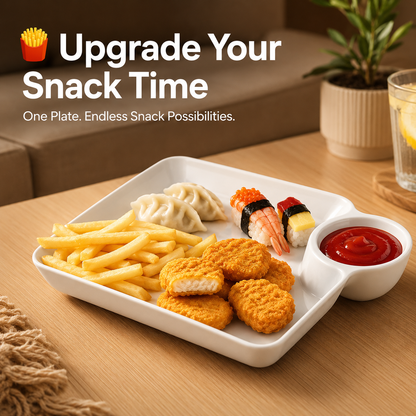 🍟 4PCS Snack Plate With Dip Compartment – Upgrade Your Snack Time With Easy Dipping & Better Sharing