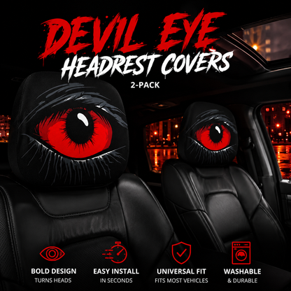 👁️ Funny Horror Car Headrest Covers (2PCS) | Universal Stretch Fit Car Seat Decor
