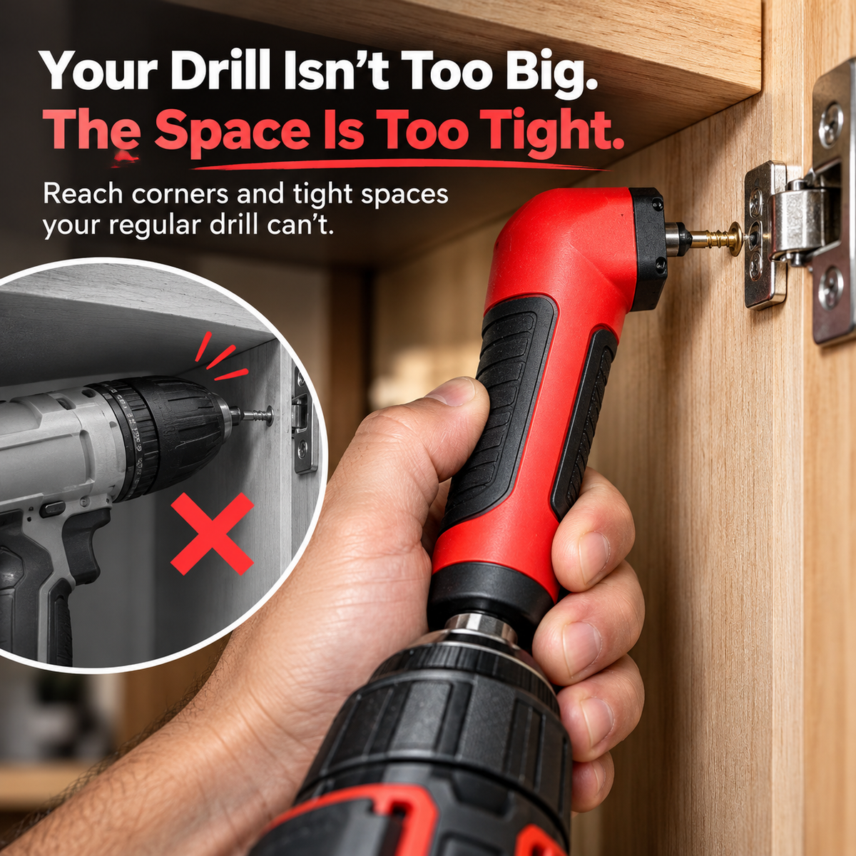 🔧 90° Right Angle Drill Adapter – Reach Tight Spaces Your Drill Can’t