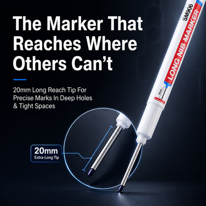 🛠️ Deep Hole Marker Pen – 20mm Long Reach Tip for Precise DIY & Woodworking Marks
