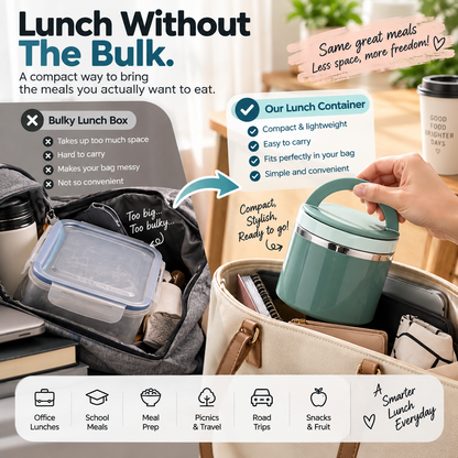 🥗 630ML Portable Stainless Steel Lunch Container with Carry Handle
