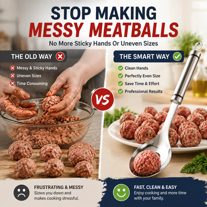 🍝 2-Pack Stainless Steel Meatball Maker Spoon – Make Perfect Meatballs Without Messy Hands