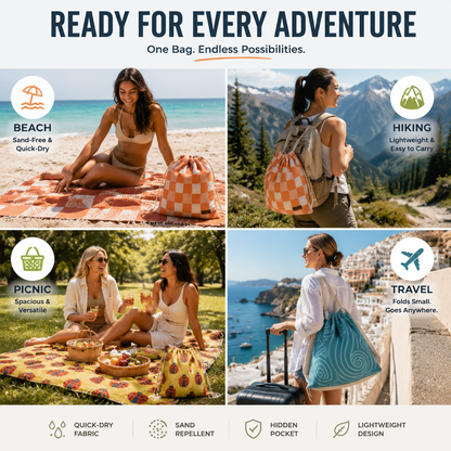 Beach Bag That Turns Into a Towel in Seconds